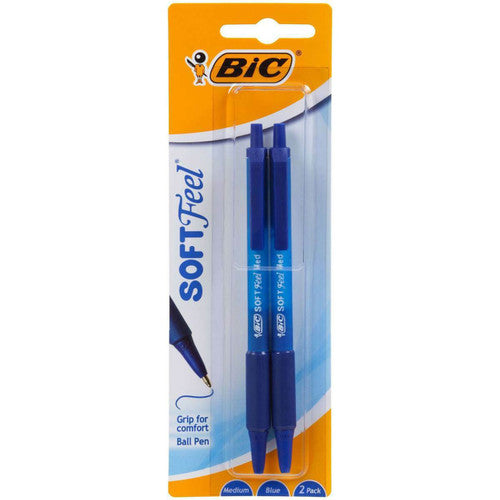 BIC 91441 SoftFeel Medium Retractable Ballpoint Pens Blue Blister 2 Pack of 6
