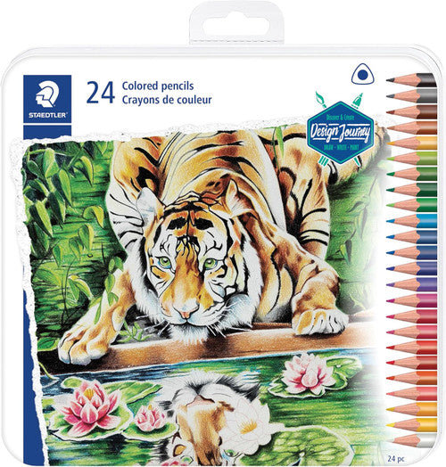 Staedtler Set Of Triangular Coloured Pencils in a Tin of 24