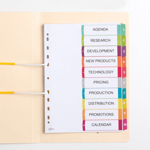 Avery Customisable Table of Contents Dividers 1-10 Tabs Landscape Portrait Ready Index 922004 L7411-10