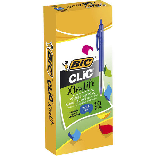 BIC 922617.2 Clic Medium Retractable Ballpoint Pen Blue Box of 10