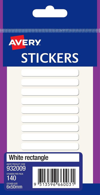 Avery White Multi-Purpose Stickers Rectangle 50 x 6mm 140 Pack