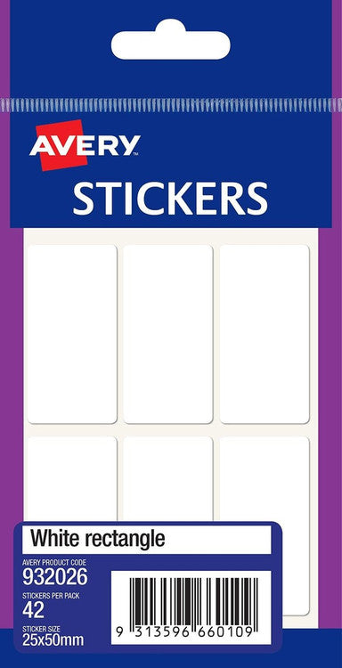 Avery White Multi-Purpose Stickers Rectangle 25 x 50mm 42 Pack