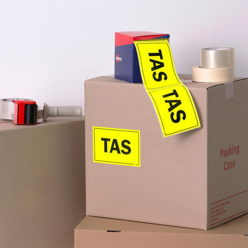 Avery Tasmania Fluoro Yellow Labels 500 Roll 100 x 150.4mm