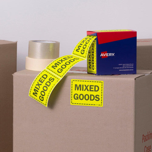 Avery Mixed Goods Fluoro Yellow Labels 750 Roll 125 x 75mm
