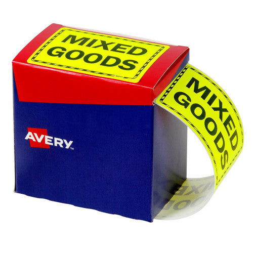 Avery Mixed Goods Fluoro Yellow Labels 750 Roll 125 x 75mm