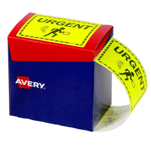 Avery Urgent Fluoro Yellow Labels 750 Roll 75 x 99.6mm