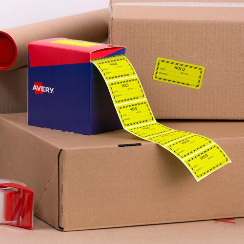 Avery Hold Fluoro Yellow Labels 2000 Roll 75 x 36.1mm