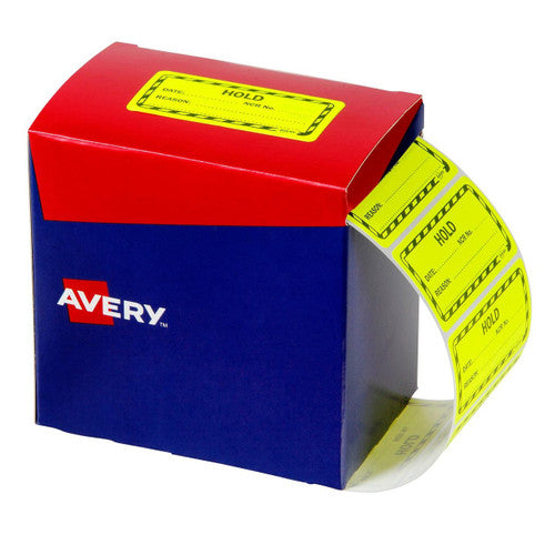 Avery Hold Fluoro Yellow Labels 2000 Roll 75 x 36.1mm