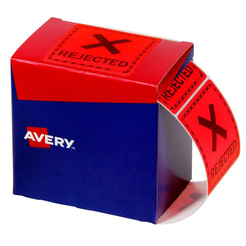 Avery Rejected Fluoro Red Labels 1000 Roll 75 x 74.2mm