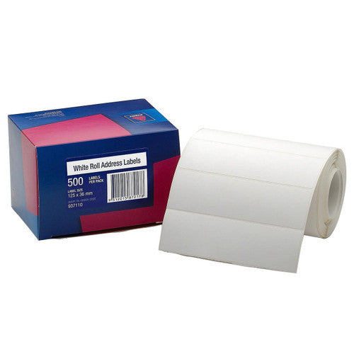 Avery White Roll Address Labels 125 x 36mm 500 Roll