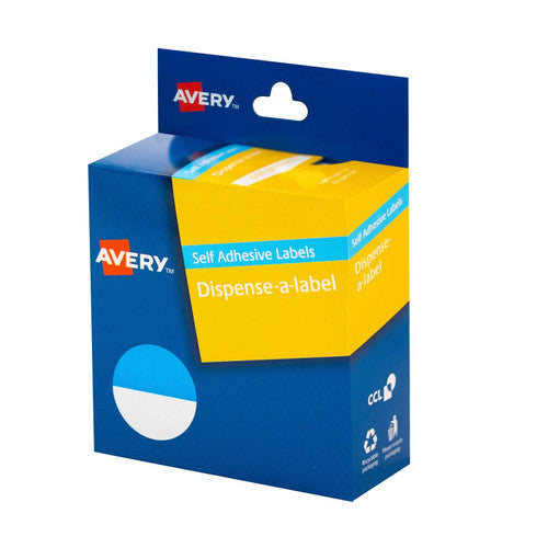Avery Half Blue and White Dispenser Labels Circle 24mm 300 Pack