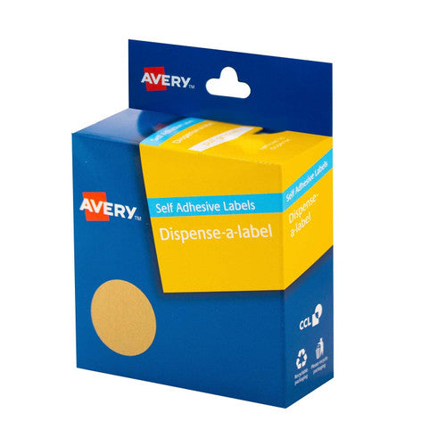 Avery Kraft Brown Dispenser Labels Circle 24mm 400 Pack