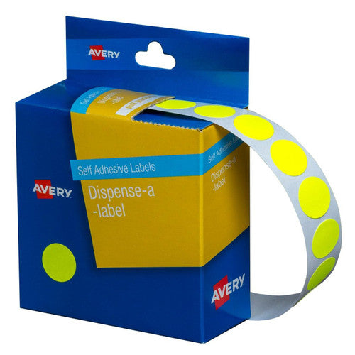 Avery Fluoro Yellow Dispenser Labels Circle 14mm 700 Pack
