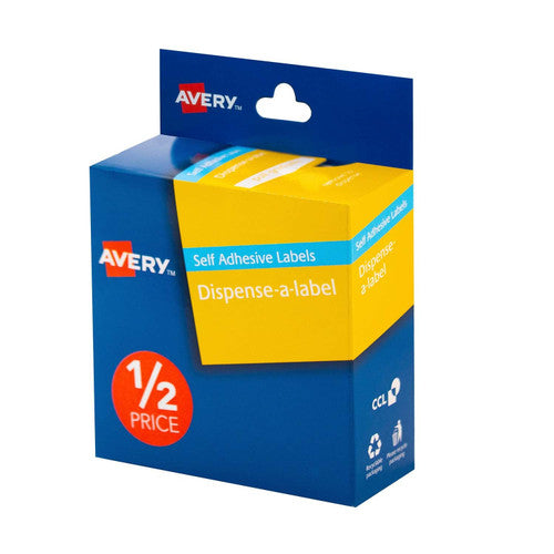 Avery Half Price Red Dispenser Labels Circle 24mm 300 Pack