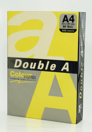 Double A Colours A4 Copy Paper 80gsm Lemon Deep 500 Sheets
