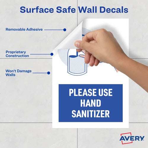Avery Please Use Hand Sanitiser 2UP Pre Printed Labels Pack of 5