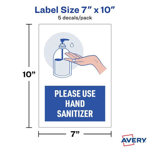 Avery Please Use Hand Sanitiser 2UP Pre Printed Labels Pack of 5