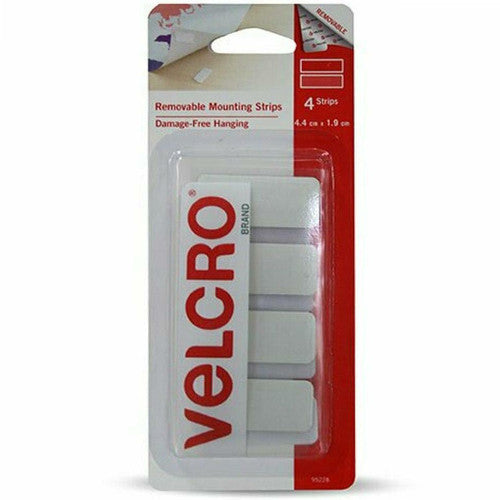 Velcro Removable Mounting Strips 4.4 x 1.9cm White 4 Sets Box of 6