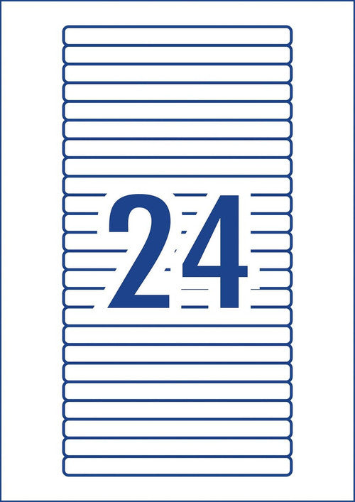 Avery White Filing Labels 134 x 11mm Laser Inkjet Permanent 600 Labels/25 Sheets 24UP