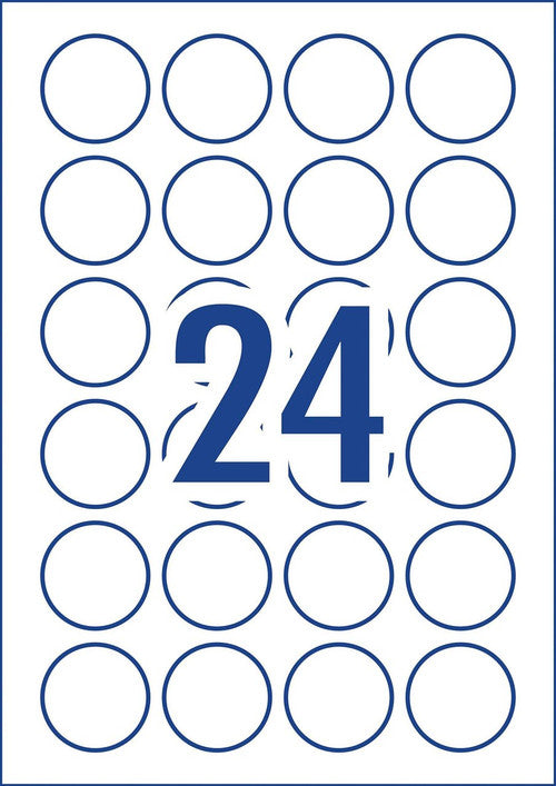 Avery White Round Heavy Duty Multi-Purpose Labels L6112HD 240 Pack 40mm Diameter 24UP