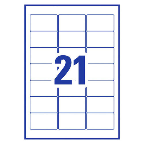Avery White Waterproof Labels L7212 5 Pack 63.5 x 38.1mm 21UP