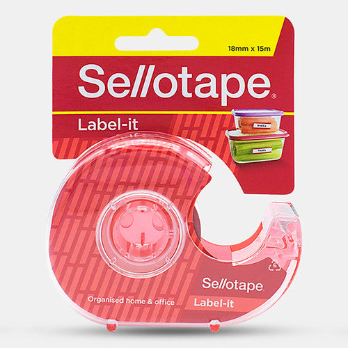 Sellotape Label Tape Roll with Dispenser 18mm x 15m Pack of 8