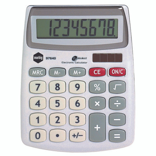Marbig 8 Digit Compact Desktop Calculator Silver