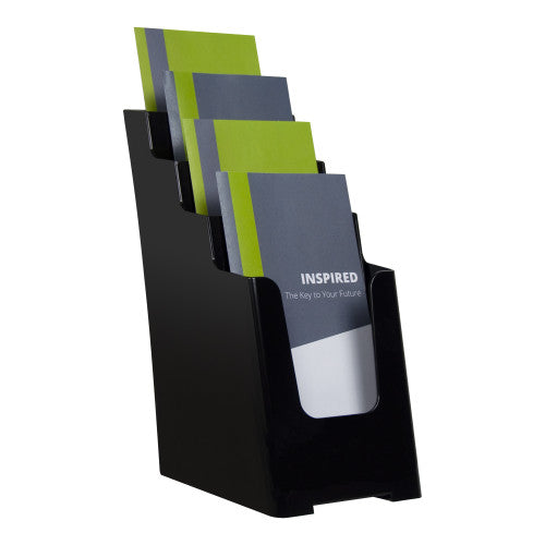 Deflecto 4 Pocket 4 Tier Brochure Holder DL Black