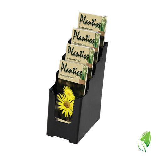 Deflecto 4 Pocket 4 Tier Brochure Holder DL Black