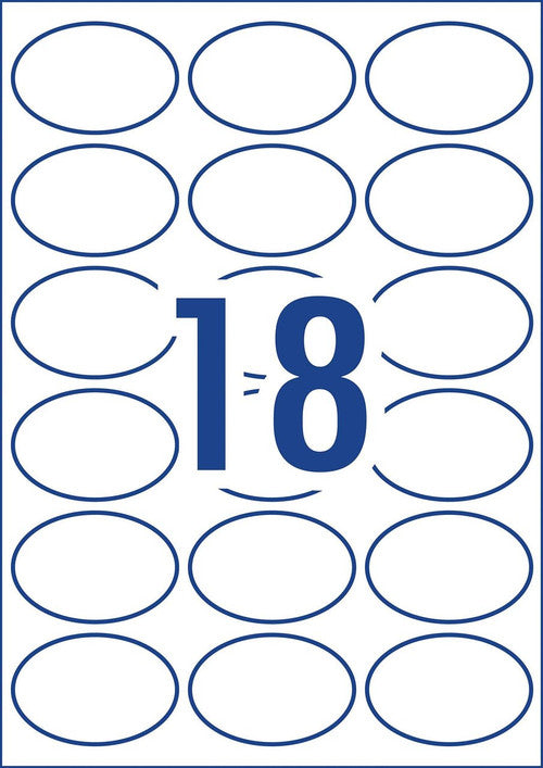 Avery White Oval Removable Product Labels L7101REV 180 Pack 63.5 x 42.3mm 18UP