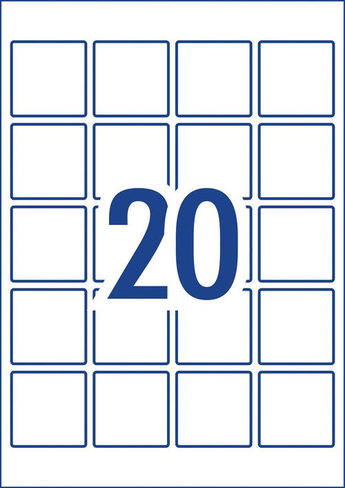 Avery Glossy White Square Product Labels L7124 200 Pack 45 x 45mm 20UP