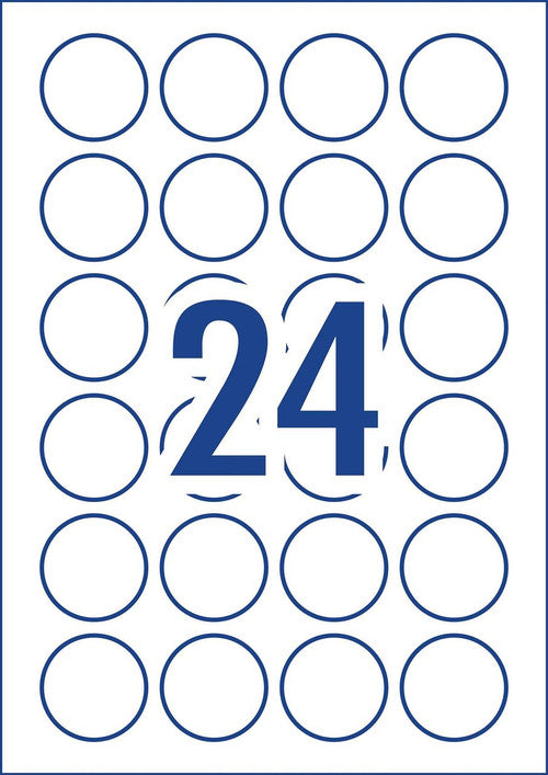 Avery Printable Glossy White Round Labels L7147 240 Pack 40mm 24UP