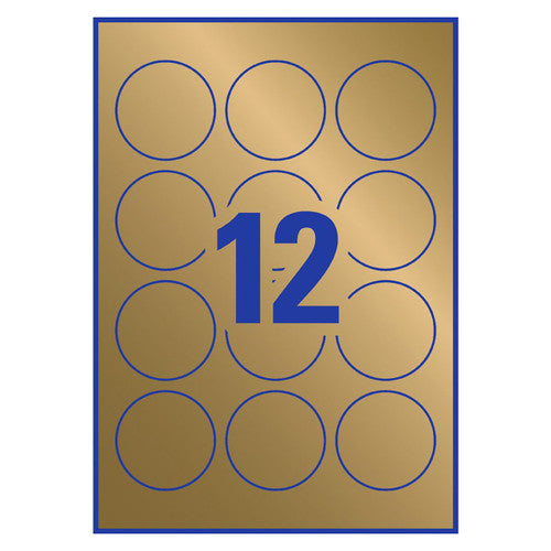 Avery Gold Round Labels L7217 5 Pack 60mm Diameter 12UP