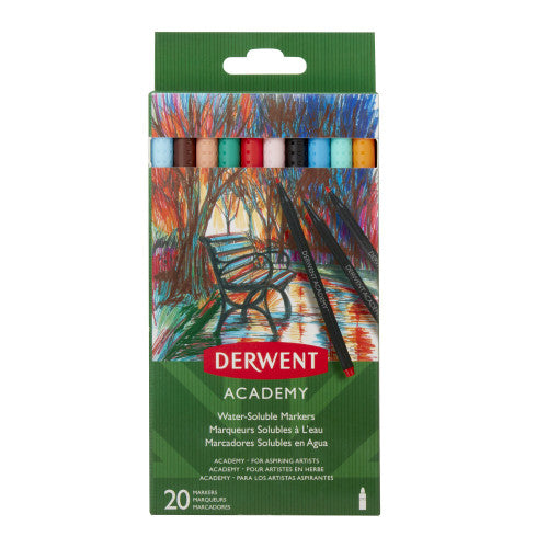 Derwent Academy Watersoluble Markers Pack of 20 Box of 8
