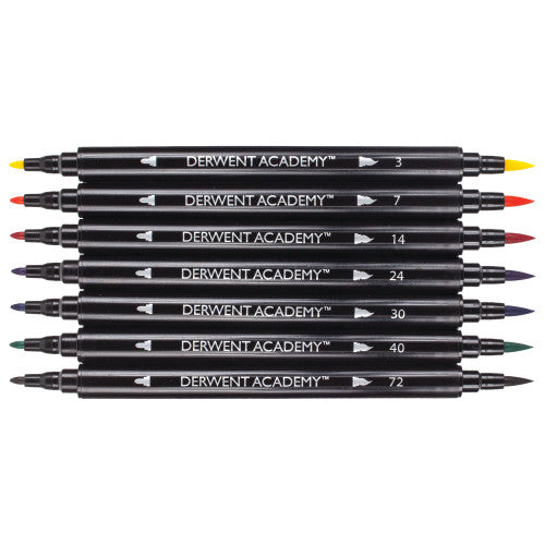 Derwent Academy Twin Tip Brush Markers Pack of 8 Box of 8