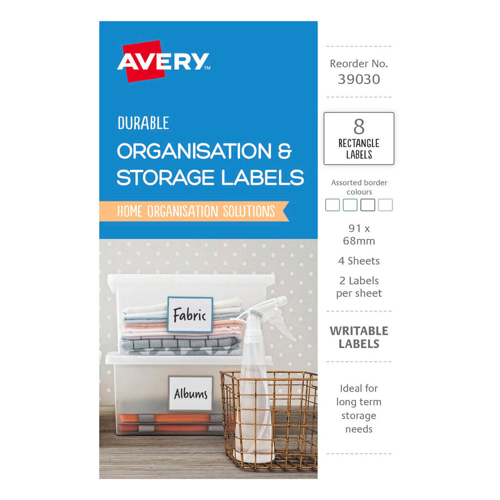 Avery Assorted Durable Labels A6 Rectangular 91 x 68mm Pack 4