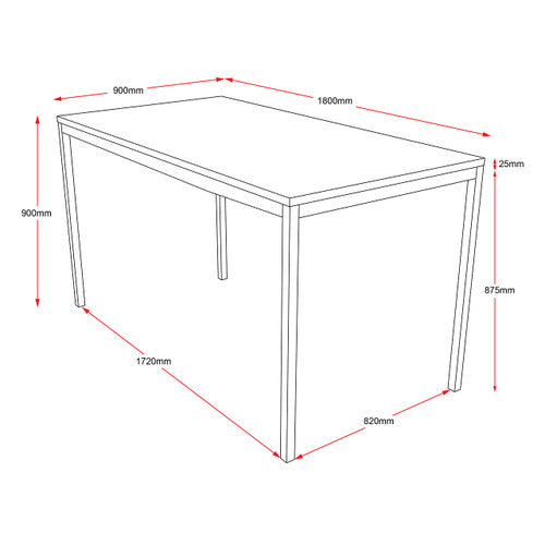 Rapidline Drafting Height Steel Frame Table 1800 x 900mm Natural White