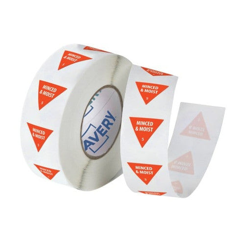 Avery Food Safety Labels 'Minced and Moist' Food Consistency Label 25mm 500 Roll