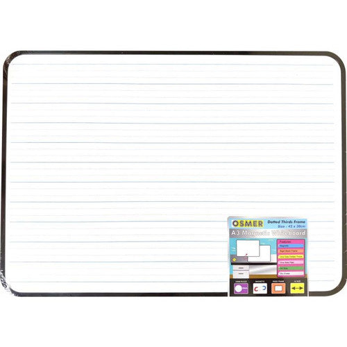 Osmer MDF Magnetic Whiteboard A3 Plain and Dotted Thirds Double Sided with Frame Pack of 12