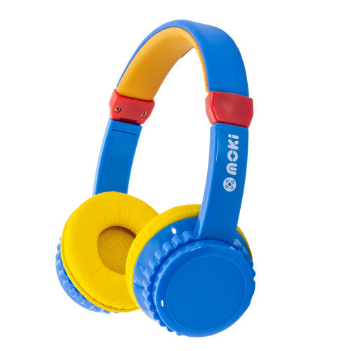 Moki Play Safe Volume Limited Wireless Headphone Blue Yellow