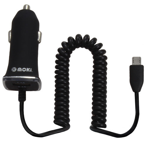 Moki Fixed MicroUSB Car Charger Black