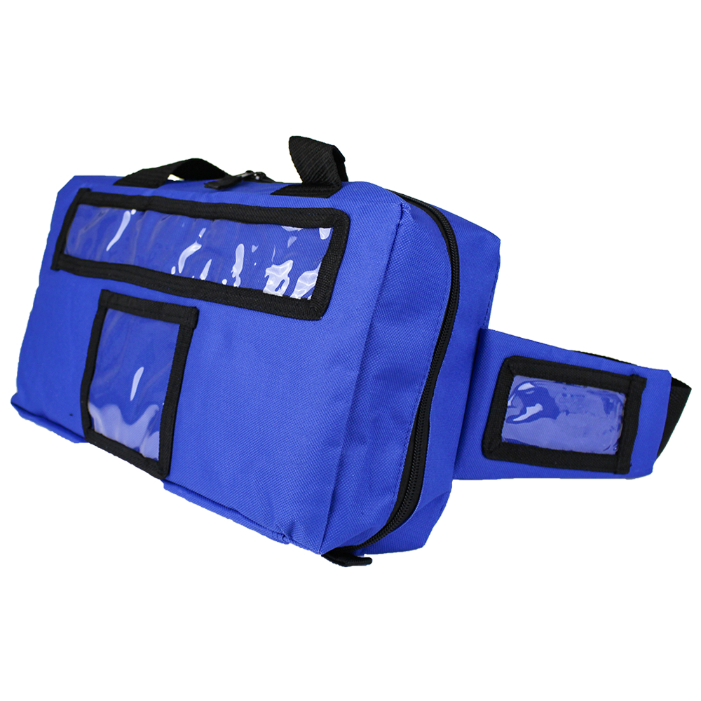 AEROBAG Large Blue First Aid Bag 36 x 18 x 12cm showing durable blue soft-pack first aid bag for oxygen therapy and colour-coded kit carry