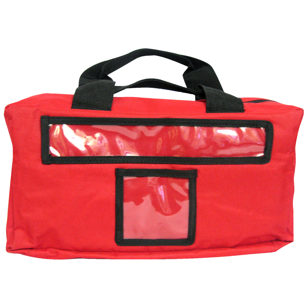 AEROBAG Large Red First Aid Bag 36 x 18 x 12cm showing durable red soft-pack first aid bag with internal organisation panels