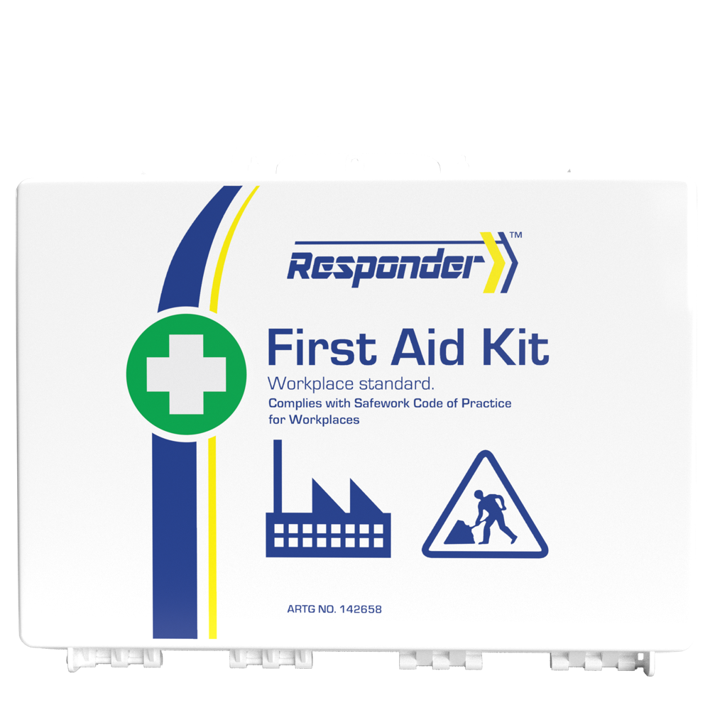 AEROCASE RESPONDER 4 Series Plastic Waterproof First Aid Kit 36 x 8.5 x 25cm showing compact slim-profile waterproof hard case first aid kit