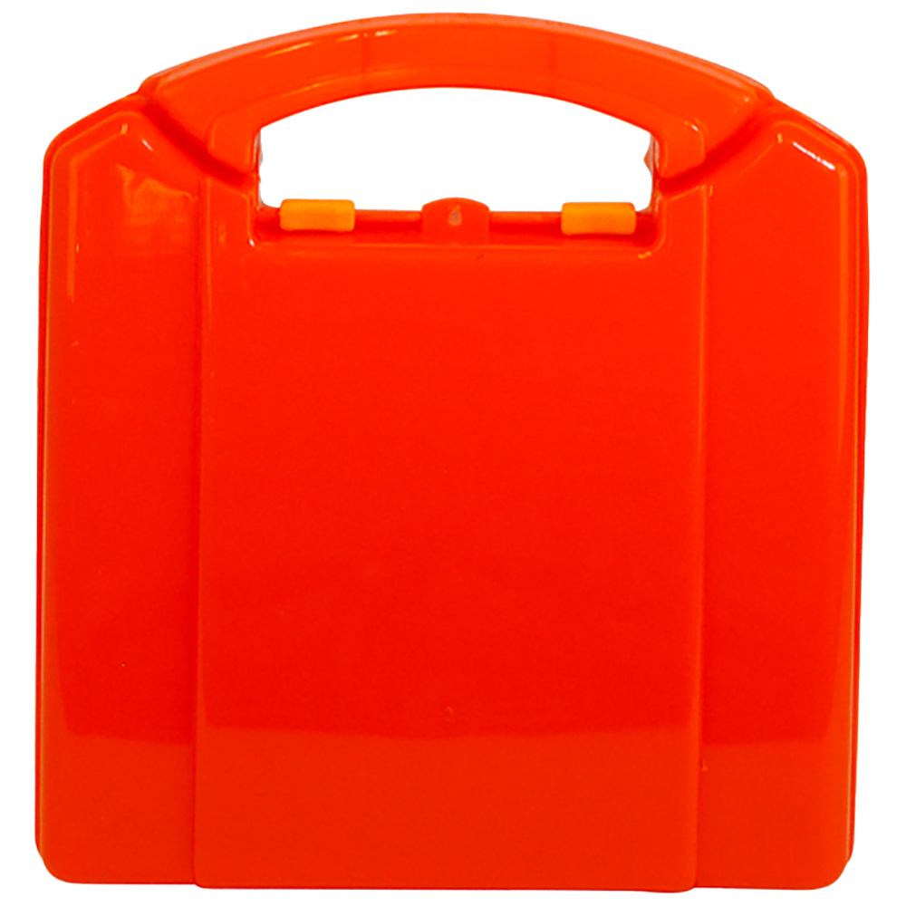 AEROCASE Small Orange Neat Plastic Case 19 x 17.5 x 7cm showing compact orange hard plastic first aid case for AFAK2P kit builds and replacement
