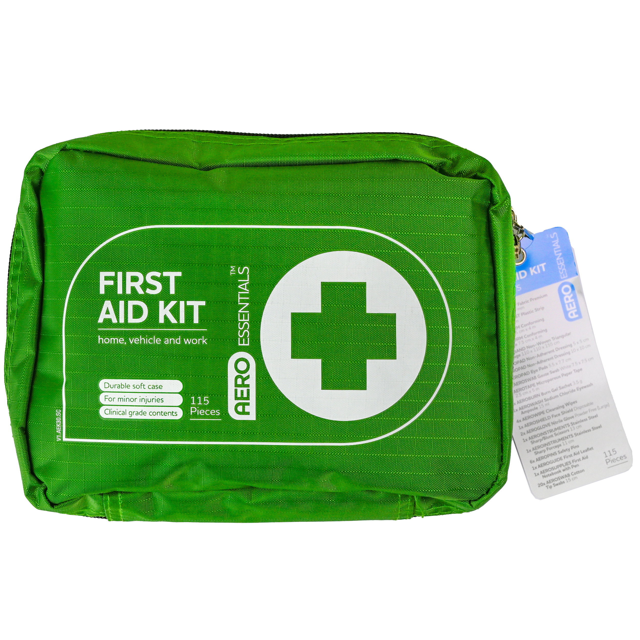 AEROESSENTIALS First Aid Kit 30 showing pre-stocked 30-item first aid kit for small to medium workplace first aid compliance provision