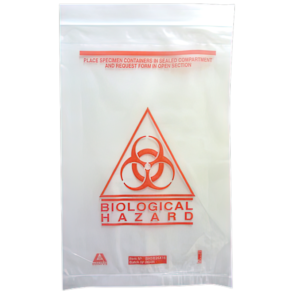 AEROHAZARD Biohazard Clinical Waste Bag 255 x 160mm showing yellow biohazard-labelled single-use bag for safe clinical and infectious waste disposal