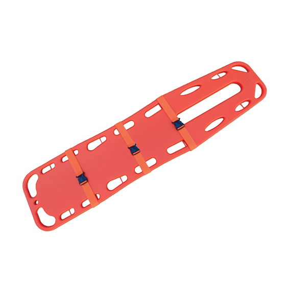 AERORESCUE Plastic Spine Board Stretcher with Straps showing lightweight high-density polyethylene spinal immobilisation board for patient extraction and transport in pre-hospital emergency response