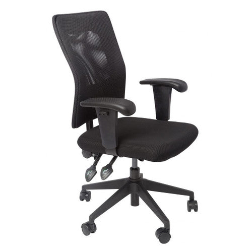 Rapidline AM100 Medium Mesh Back Operator Chair with Arms Black Fabric