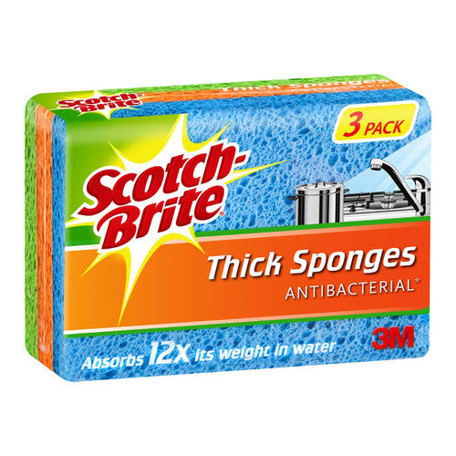Scotch-Brite Antibacterial Thick Sponges Pack 3 Box of 8